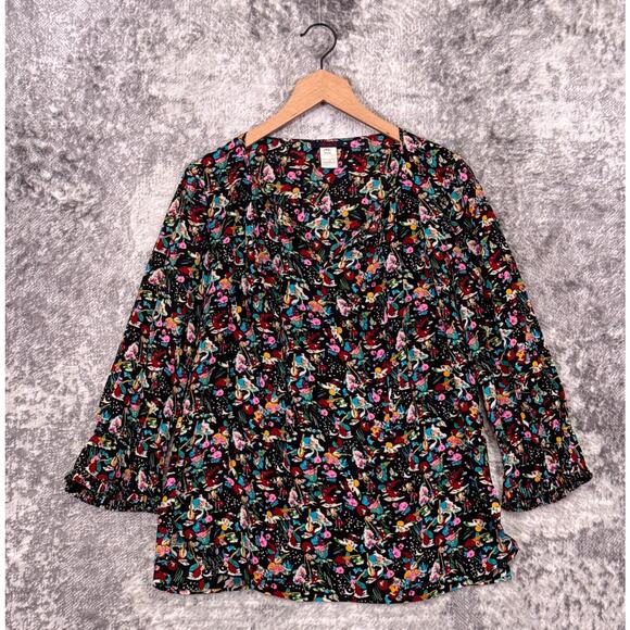 Vintage Kenzo Top 40 / US 8 Womens Silk Fantasy Print Blouse - Picture 1 of 7